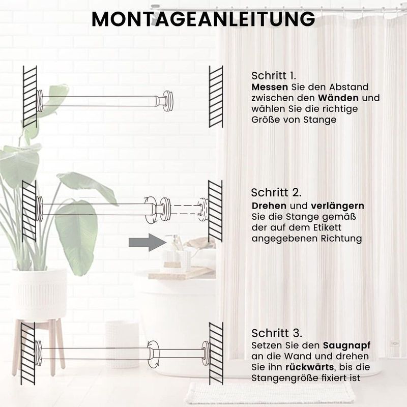 Gordijnroede zonder boren klemstang voor gordijnen telescoopstang met zuignappen doe-het-zelf rek zwart (55-90 cm) met populaire zoekwoorden toegevoegd.