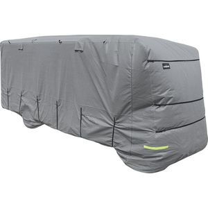 Campout Camperhoes - 600 x 235 x 270 cm - Caravan beschermhoezen - Camperhoezen - Waterdicht en UV-bestendig - Reflecterende Strepen - 4-laags SFS-stof, 160g/m² - YKK ritsen - Met 6 bevestigingsriemen en Elastische Band- Inclusief opbergtas - Grijs