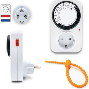 Colorful Sun® Tijdschakelaar - Timer stopcontact - Schakelklok - Voor Binnen - 1 stuk - Tijdschakelaars - 24 U-Timer - Vierkant - Analoog - Dagprogramma - Tijdschakelklok met Kinderbeveiliging - Energiebesparing - mechanisch stopcontact