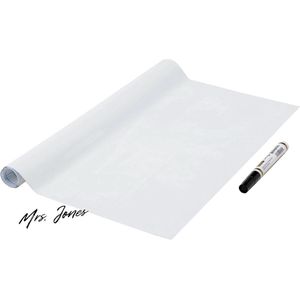 Mrs. Jones Whiteboardfolie markers bordfolie-stift wit keukenfolie koelkastbord 45 cm x 15 m 150 μ - multifunctionele keukenfolie zonder ftalaten - made in EU .