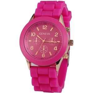 Fako® - Horloge - Geneva - Siliconen Candy - Fuchsia