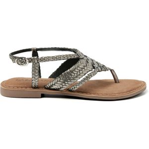 Lazamani - Valerie Leren Dames Sandalen Pewter - Maat 38