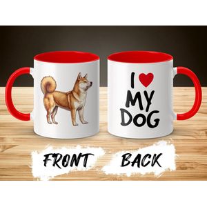 Mok rood/wit Shiba Inu dog - I love my dog / dog lover / dogs - ik hou van mijn hond / hondenliefhebber / honden