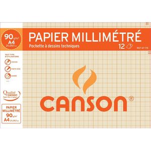 Canson millimeterpapier, pak van 12 vel 10 stuks