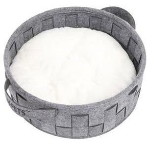 M-Pets - ECO Kattenbed - Ronde Mand - Vilt - 40x40x15 cm