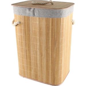 Bamboe houten wasmand/wasgoedmand 29 x 39 x 57 cm - Wassen artikelen - Was sorteren/verzamelen - Wasmanden/wasgoedmanden - Hoge wasmanden