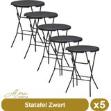 5x Zwarte Statafel – ø80 cm x 110 cm hoog