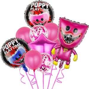 Loha-party®Thema Poppy playtime Roze Versiering Folie ballonen Set-Huggy Wuggy-Kissy Missy-Killy Willy-Tik Tok-Roze-Ster Folie balloon-Feestpakket-Feest Decoratie Kit-Verjaardagsfeestje