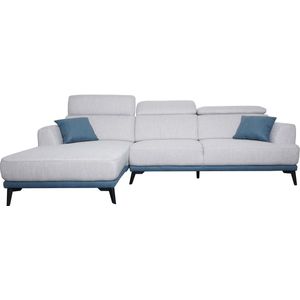 Sofa MCW-G44, hoekbank L-vorm 3-zits, ligvlak Nosagvering pocketvering kern verstelbaar 277cm ~ links, lichtgrijs