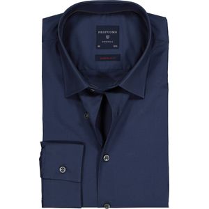 Profuomo Originale super slim fit overhemd - stretch poplin - navy blauw - Strijkvriendelijk - Boordmaat: 43