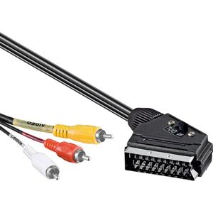 Powteq 2 meter premium SCART kabel - RCA - Audio & Video - Standaard SCART aansluiting - RCA (Tulp) stekkers