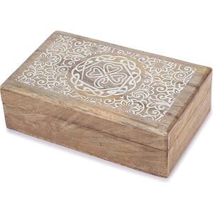 Handgemaakte houten decoratieve sieraden opbergdoos - midden bloem ontwerp - aandenken snuisterij houder - schatkist organisator - kettingen horlogedozen - beste cadeau - 20 x 13 cm