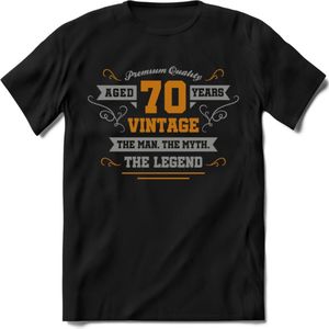 70 Jaar Legend T-Shirt | Goud - Zilver | Grappig Verjaardag Cadeau | Dames - Heren | - Zwart - XXL