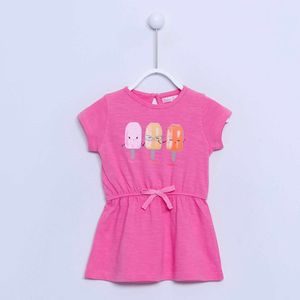 alisé baby meisjes jurk met lintje korte mouwen Roze 68