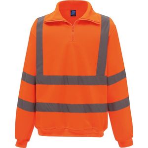 Yoko Signalisatie sweatshirt met 1/4 rits YHVK06 - Hi Vis Orange - 3XL