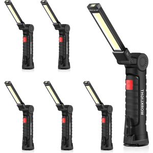 Oplaadbare werklamp - 360 ° draaibare zaklamp met magnetische voet - inspectielampen - 5 modi campinglamp voor garage en werkplaats - noodgevallen (6 stuks klein)