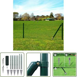 The Living Store Euro hek 10x0,8 m staal groen - Euro Hek - Tuinhout - Privacy Scherm - Gazonrand - Terrasbedekking