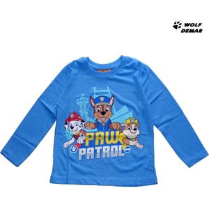 Paw Patrol Nickelodeon Longsleeve - T-shirt - Koningsblauw. Maat 128 cm / 8 jaar