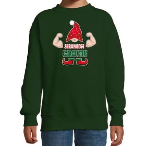 Bellatio Decorations kersttrui/sweater voor jongens - Sterkste Gnoom - groen - Kerst kabouter 110/116