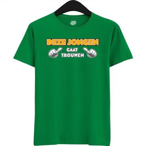 Deze Jongen Gaat Trouwen | Vrijgezellenfeest Cadeau Man - Groom To Be Bachelor Party - Grappig Bruiloft En Bruidegom Shirt - T-Shirt - Unisex - Kelly Groen - Maat XL