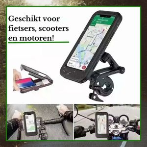 Telefoonhouder Fiets Waterdicht - Anti Schok Laag - Motor, Fiets & Scooter - Smartphone GSM Mobiel Houder - Universeel