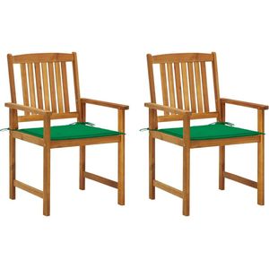 The Living Store Tuinstoelen 2 st met kussens massief acaciahout - Tuinstoel - Buitensteun - Lounge Stoel - Houten Stoel - Acacia Meubilair