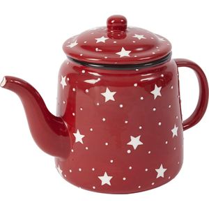 Rood-witte keramische theepot L24