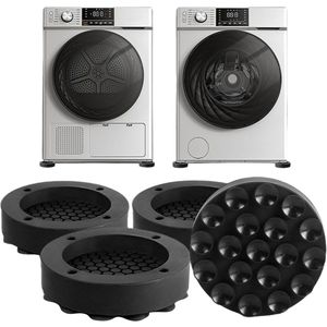 Boraboi ® Universele Antivibratie Onderleggers voor Wasmachines en Huishoudelijke Apparaten, Set van 4, Zwart
