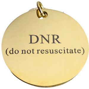 2 Love it DNR (do not resuscitate) - Hanger - Penning - Rond - Stainless steel - 3 cm diameter - Goudkleurig