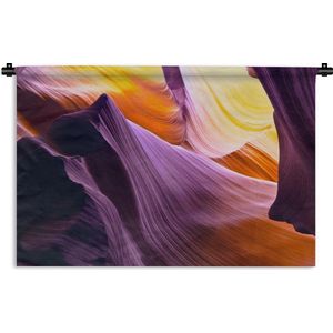 Wandkleed Antelope Canyon - Kleurrijke steen door het zonlicht in de Antelope Canyon Wandkleed katoen 150x100 cm - Wandtapijt met foto
