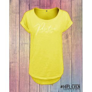 Shirt met print Positive, mind, vibes, life | geel/ XXL (44-46)