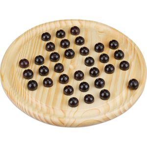 Relaxdays solitaire spel - 33 pionnen - rond - kinderen en volwassenen - bordspel hout