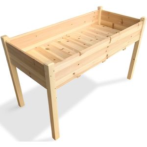 IvoQ Plantenbak op Poten – Houten Plantenbak – Met Drainage – Ideaal voor Balkon, Tuin & Terras – Voor Kruiden, Groenten & Bloemen – FSC Hout