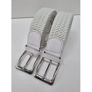 Elastische broekriem Stretch riem Vlecht riem Gevlochten riem Elastiek riem - unisex - geschikt voor zowel mannen als vrouwen Kleur Wit 105 CM 2 pack deal van SKB Fashion