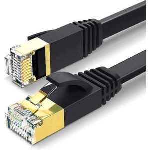 ValeDelucs Internetkabel 3 meter - CAT7 STP Ethernet Platte kabel RJ45 - Patchkabel LAN Cable Netwerkkabel - Zwart