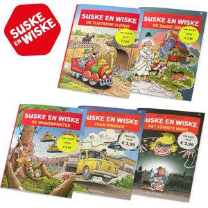 Suske en Wiske - Voordeelbundel van 5 Suske en Wiske stripboeken - Nummers: 352, 353, 356, 357 en 358 - Stripboeken voor kinderen en volwassenen - Vakantieboek voor kinderen