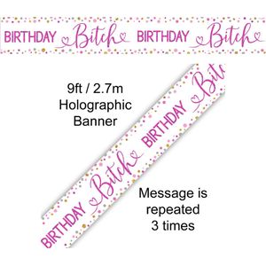 Oaktree - Banner Birthday Bitch roze Holografisch