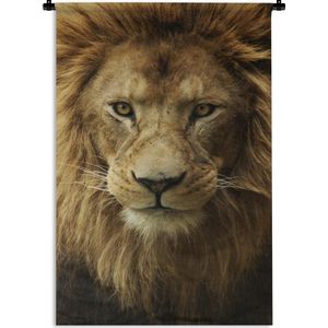 Wandkleed Leeuw - nieuw - Portret van een Afrikaanse leeuw Wandkleed katoen 60x90 cm - Wandtapijt met foto