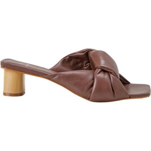 Mangará Dames schoenen Caroba Geitenleer - Smalle breedte - 4cm blokhak - Bruin - Maat 38