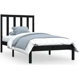 vidaXL - Bedframe - massief - grenenhout - zwart - 100x200 - cm