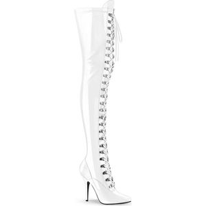 Pleaser - SEDUCE-3024 Overknee laarzen - US 7 - 37 Shoes - Wit