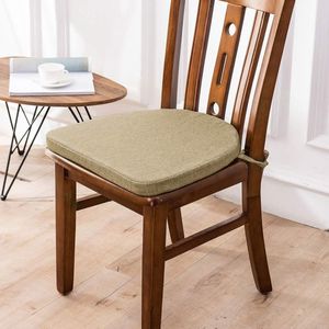 Set van 2 zitkussens, stoelen, wasbaar stoelkussen met bindband, 43 x 41 cm, antislip zitkussen, halfrond, geschikt voor tuinstoel, eetkamerstoel of bureaustoel (donkerbeige)