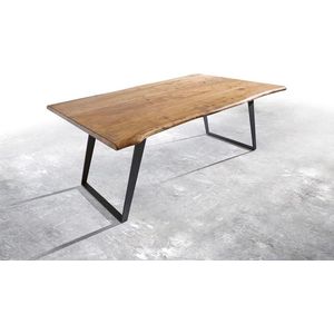 Eettafel Edge acacia natuur 200x100 metaal schuin Live-Edge