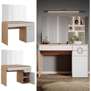 Vicco Adela Kaptafel – 115 cm met spiegel Natuurlijk Rockford Hickory met spiegel
