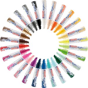 edding 5000 acrylstiften breed - alle 26 kleuren acrylstiften - beitelpunt 5-10 mm - acrylverf voor schilderen op canvas, hout, etc. - acrylstiften, watervast