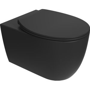 Viidako – Paskii Toiletpot – Mat Zwart – Design - Rimless – INCLUSIEF Softclose zitting – Quick release - Hangend/zwevend toilet