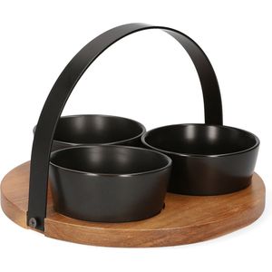 HOMLA Mooka Bowls serveerservies in moderne stijl - servies tafeldecoratie dessertbord dessertopslag - glanzend zwart 22 x 16 cm