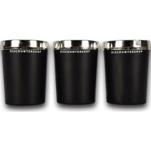 Set van 3 Luxe Zwarte Asbakken met Deksel | Stijlvol en Praktisch voor Auto, Thuis en Kantoor