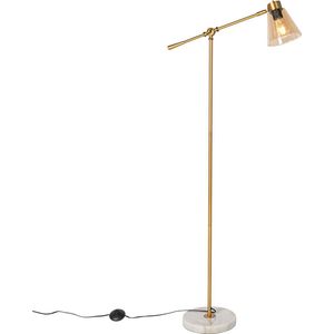 QAZQA nina - Art Deco Vloerlamp | Staande Lamp - 1 lichts - H 134.5 cm - Brons - Woonkamer | Slaapkamer | Keuken