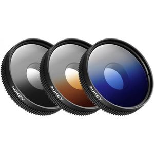 Aukey Lens Clip PF-S1 3 Kleurenfilters Mobiele Telefoon Universeel - Grijs Blauw Oranje